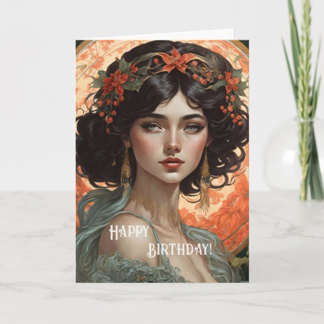 Happy Birthday Art Nouveau Beauty No.1 Card (Front)