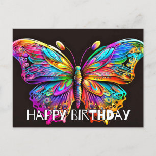 Happy Birthday Artistic Butterfly Design Postcard