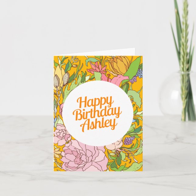 Happy Birthday Ashley | Floral Birthday Card (Front)