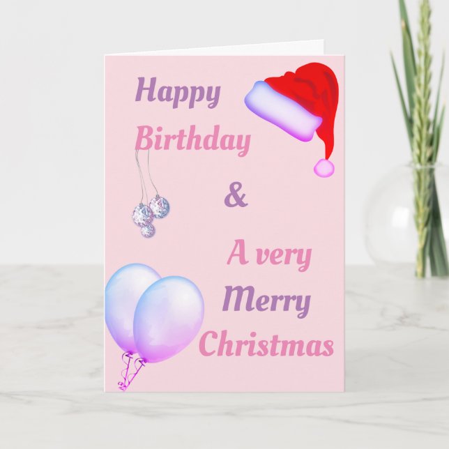 Happy birthday at Christmas card (Front)
