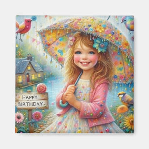 HAPPY BIRTHDAY ~ Attractive Vintage Girl ~ Magnet
