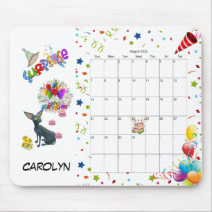 Happy Birthday August 2022 Calendar Mouse Pad