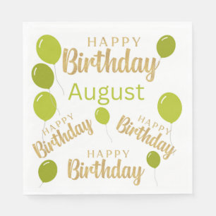 Happy birthday August birthdays Paper Napkin