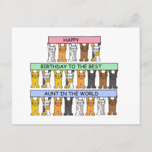 Happy Birthday Aunt Cartoon Cats Postcard