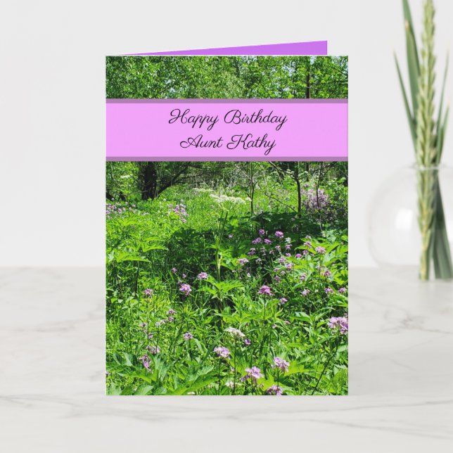 Happy Birthday Aunt Flowers and Stream Holiday Card (Front)