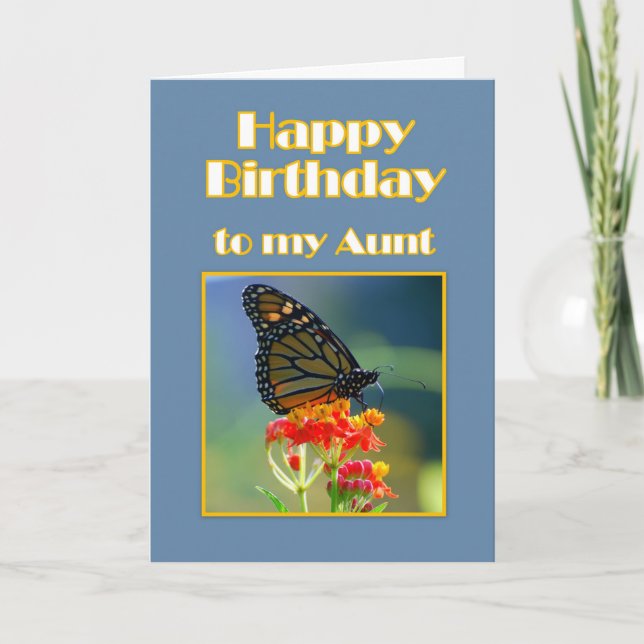Happy Birthday Aunt Monarch Butterfly Card (Front)