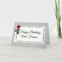 Happy Birthday Aunt (name), Gray with Red Hibiscus