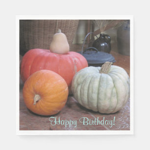 Happy Birthday Autumn Theme Napkin