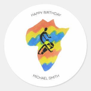 Happy Birthday, Awesome African Drumming Classic Round Sticker
