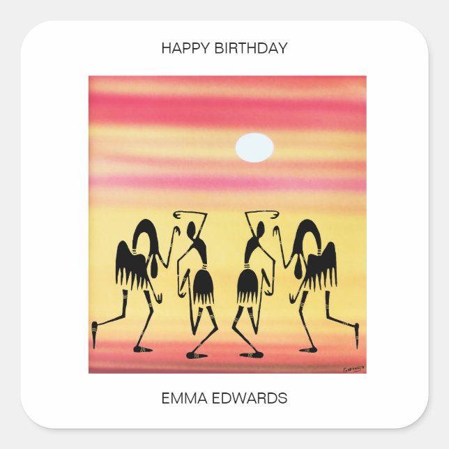 Happy Birthday Awesome Break Dance  Square Sticker (Front)