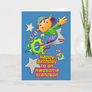 Happy Birthday Awesome Grandson Skateboarder Boy Card