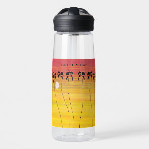 Happy Birthday, Awesome Tropical Sunset Water Bottle