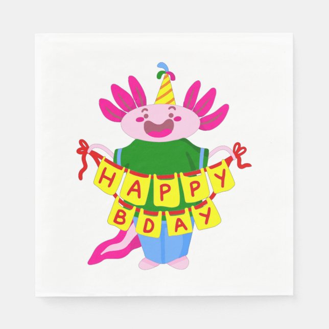 happy birthday Axolotl Napkin (Front)