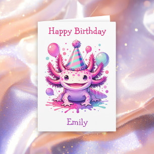 Happy Birthday Axolotl Themed Personalised Card