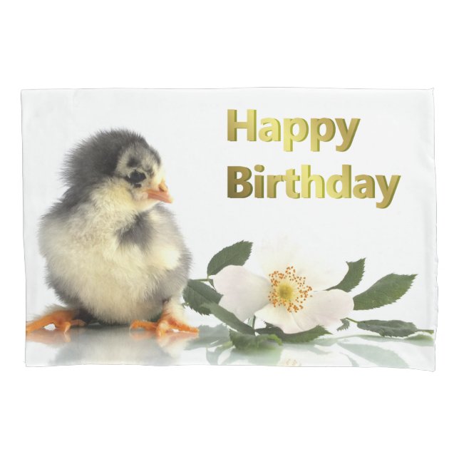 happy birthday baby animal chicks pillowcase (Front)
