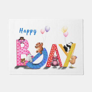 Happy Birthday - Baby Bears Party Celebration  Doormat