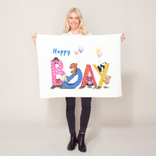 Happy Birthday - Baby Bears Party Celebration Fun  Fleece Blanket