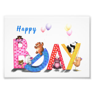 Happy Birthday - Baby Bears Party Celebration Fun Photo Print