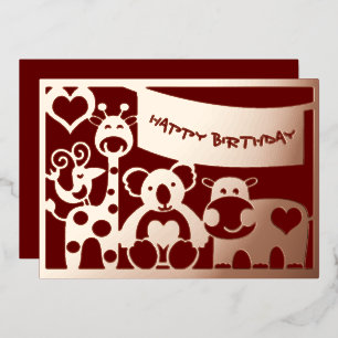 Happy Birthday Baby Boy Animals In Foil Holiday C