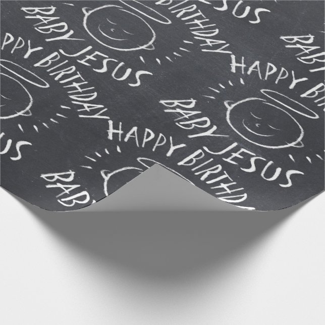 Happy Birthday Baby Jesus - Christmas Chalkboard Wrapping Paper (Corner)