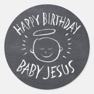 Happy Birthday Baby Jesus - Christmas Christian Classic Round Sticker