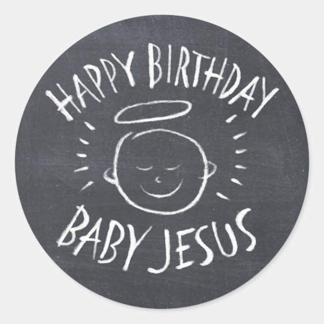 Happy Birthday Baby Jesus - Christmas Christian Classic Round Sticker (Front)