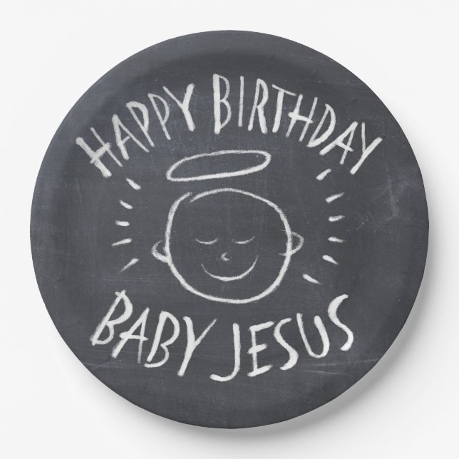 Happy Birthday Baby Jesus Christmas Christian Paper Plate (Front)