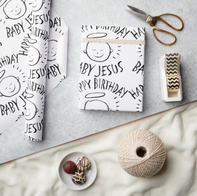 Happy Birthday Baby Jesus - Christmas Christian Wrapping Paper (Crafts)