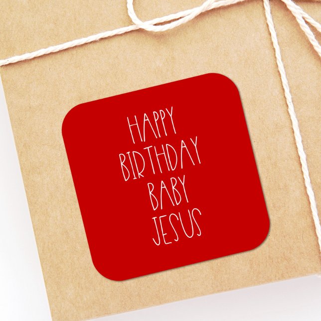 Happy Birthday Baby Jesus Red Square Sticker (Creator Uploaded)