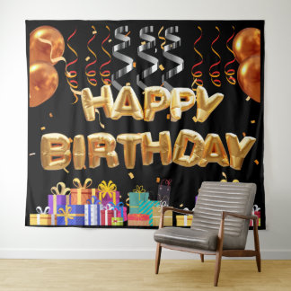 Happy Birthday Backdrop Tapestry