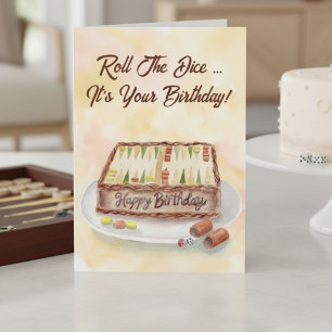 Happy Birthday Backgammon Chocolate Cake Card