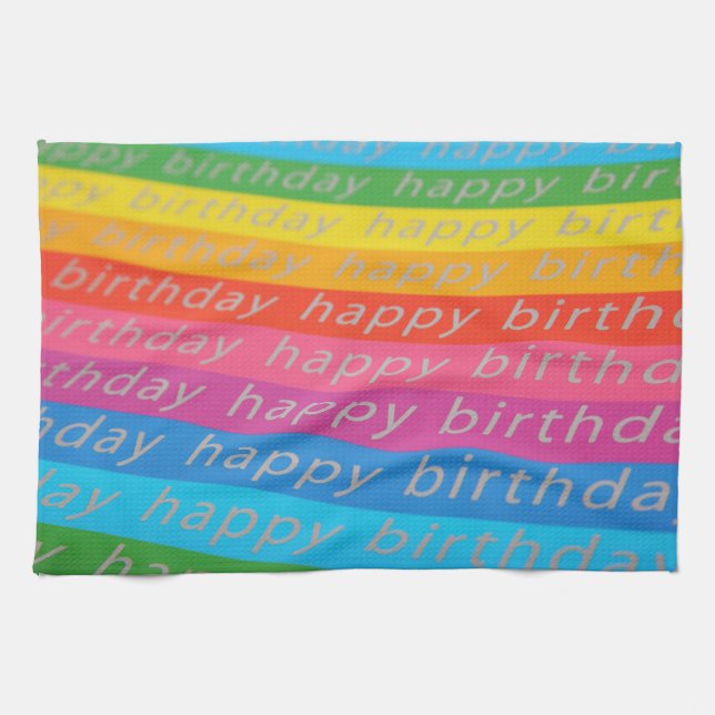 Happy Birthday Background Tea Towel (Horizontal)