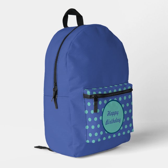 Happy Birthday Backpack (Denim Blue & Aqua) (Back Corner Left)