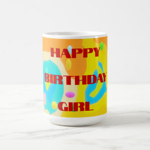 Happy Birthday bags of fun colours yellow and oran Coffee Mug
