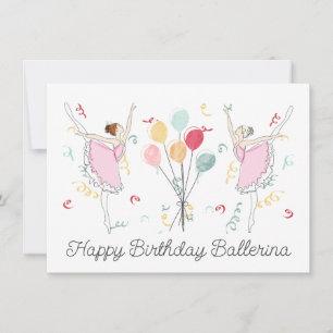 Happy Birthday Ballerina Birthday Ballet Balloons  Card