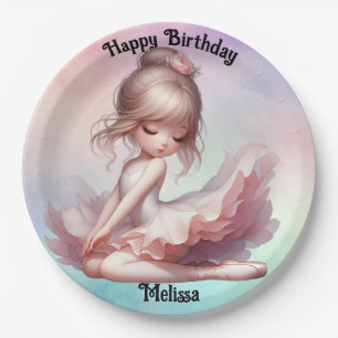 Happy Birthday Ballerina Paper Plate