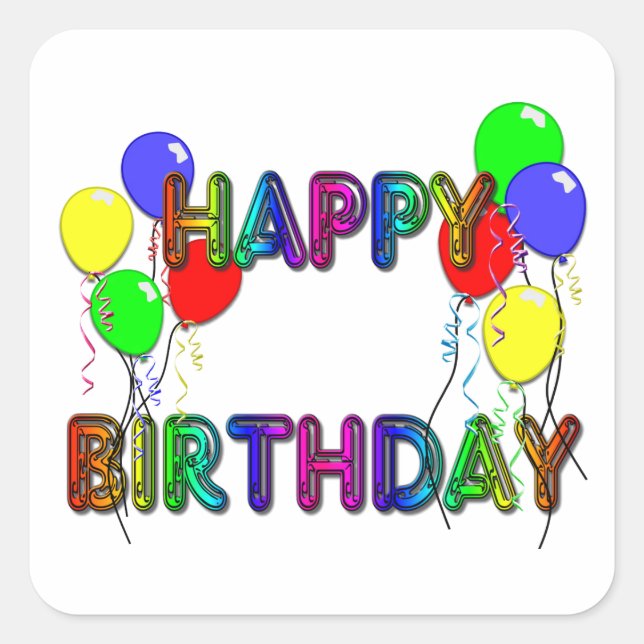 Happy Birthday Ballons D1 Square Sticker (Front)