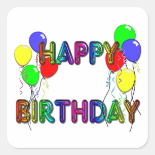 Happy Birthday Ballons D1 Square Sticker
