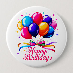 Happy Birthday Balloon 10 Cm Round Badge