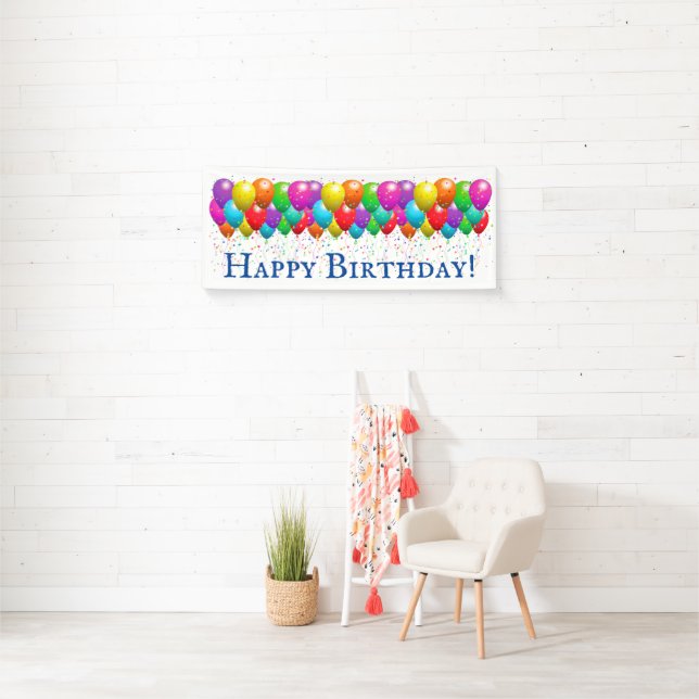 Happy Birthday Balloon And Confetti Banner (Insitu)