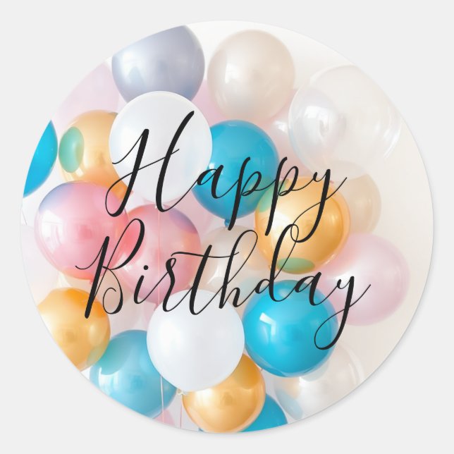 Happy Birthday Balloon  Classic Round Sticker (Front)