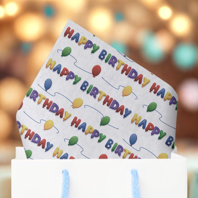 Happy Birthday Balloon Colourful Tissue Paper (Happy Birthday Tissue Paper just for you!)