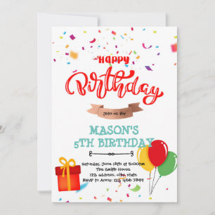 Happy birthday balloon confetti bunting card