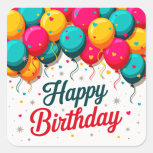 Happy Birthday Balloon Square Sticker