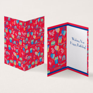 Happy Birthday Balloon, Streamers and Cake Card