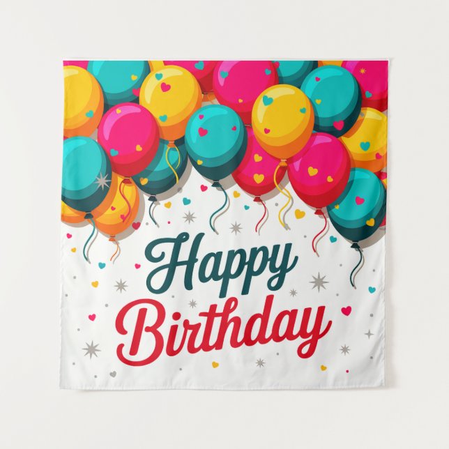 Happy Birthday Balloon Tapestry (Front)