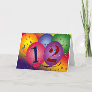 Happy Birthday balloons - 12th birthday Card