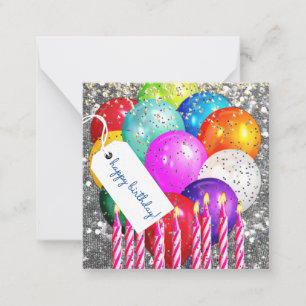 Happy Birthday Balloons and Candles high def. Note Card