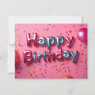 Happy Birthday Balloons and Confetti Postcard