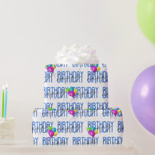 Happy Birthday Balloons and Confetti   Wrapping Paper